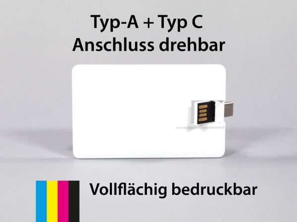 USB Duo Visitenkarte Typ C mit Ihrem Logo bedruckt