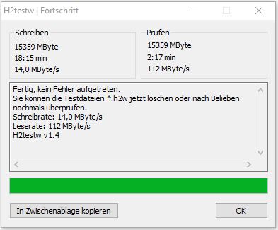 USB Testsoftware Geschwindigkeitstest