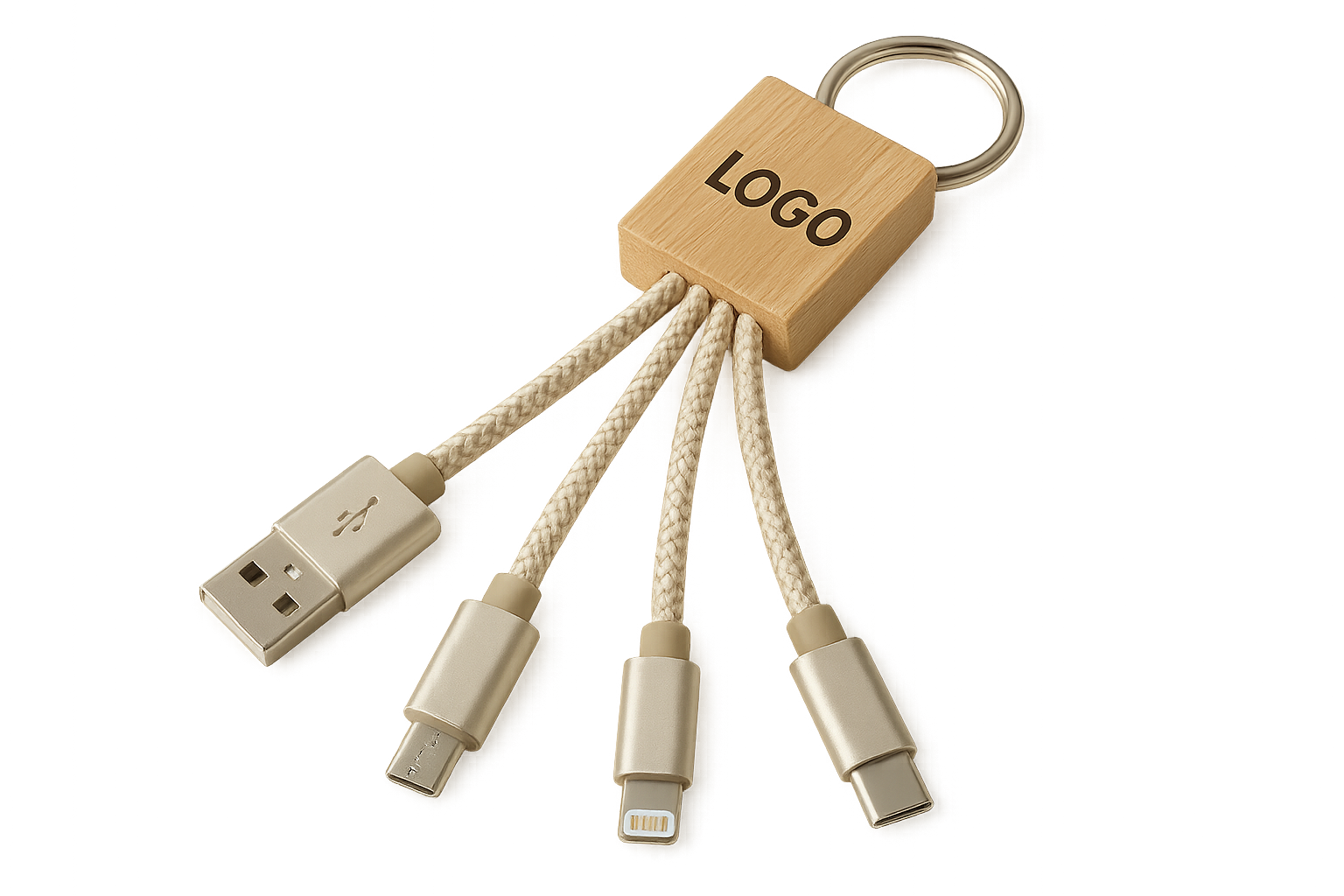 4-in-1 Ladekabel mit USB-A, Micro-USB, Lightning und USB-C Stecker