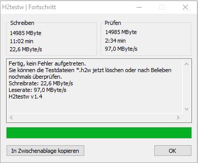 Lese- und Schreibgeschwindigkeit USB-Stick