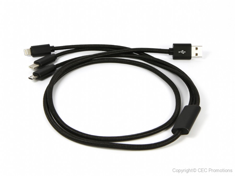Langes Ladekabel Textil 3in1