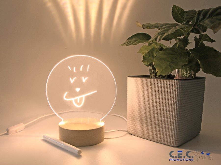Nightlight - Design Acrylglas mit Holzsockel