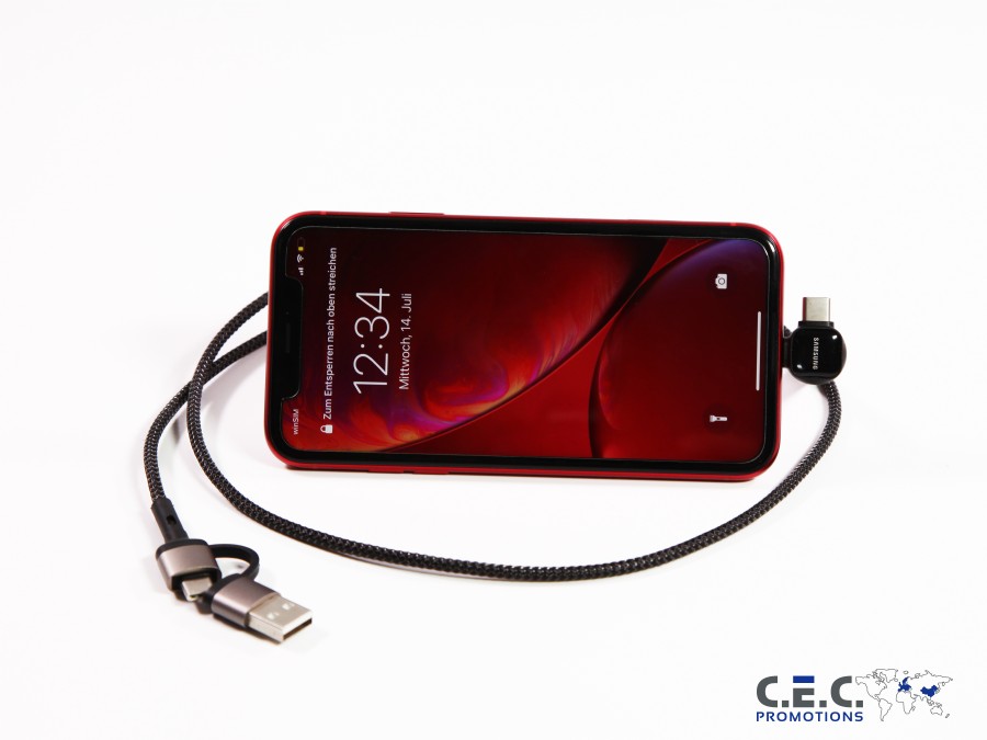 High Speed PD USB-C Multikabel Typ-C + Lightning