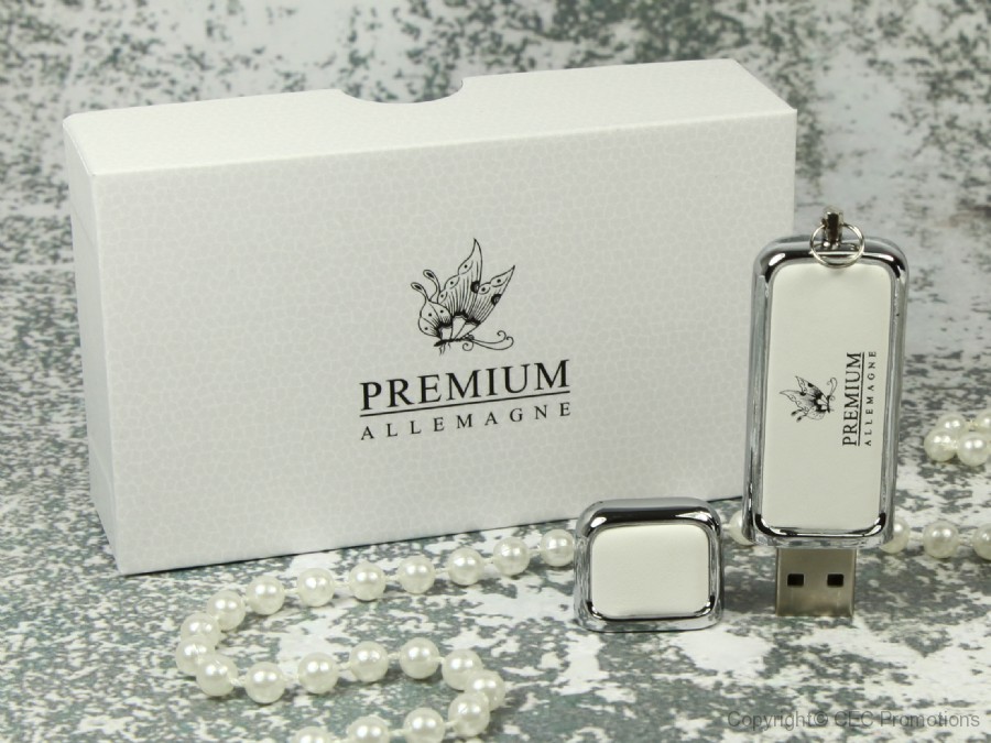 USB-Stick Leder Geschenkbundle weiß