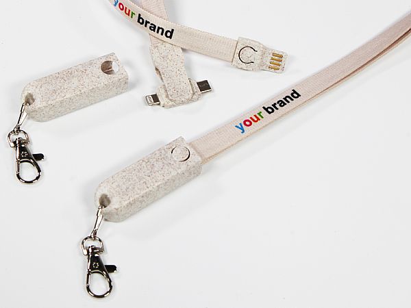 3-in-1 Lanyard Ladekabel - Wheatstraw