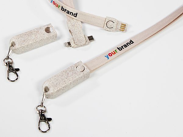 3-in-1 Lanyard Ladekabel - Öko Wheatstraw