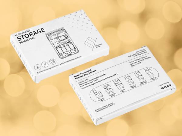 Multifunktionales Bracket-Set mit diversen Anschlüssen und mobilem Telefonständer für praktische Nutzung.