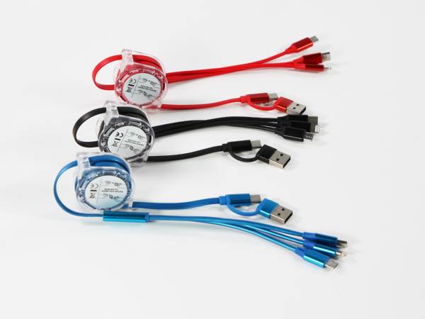 Dual-Input Type C Ladekabel 3fach - Roll Up