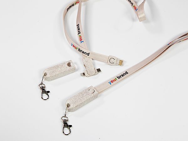 3-in-1 Lanyard Ladekabel - Öko Wheatstraw