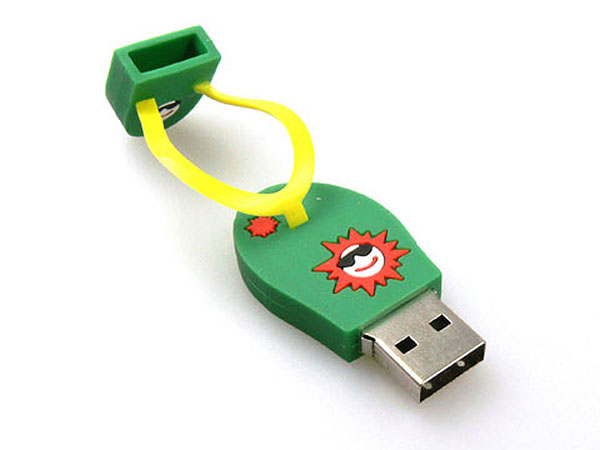 USB-Stick in grün mit buntem Design und Platz für individuelles Logo. Praktisch und ein auffälliges Werbemittel.