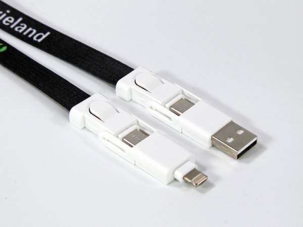 Kombinierte Lanyard-USB-Sticks mit USB- und Lightning-Anschluss, ideal für mobiles Arbeiten und individuelles Branding.