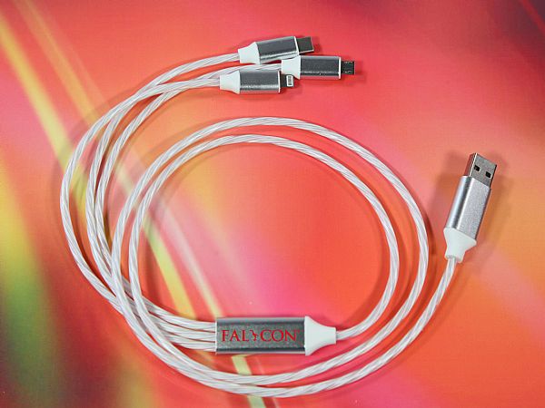 Ladekabel Micro iPhone Type C mit LED Flowing Lights