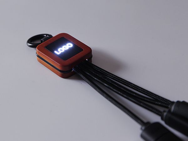Multi 3-in-1 Kabel Holz LED - Einzigartiges Werbegeschenk für Technologie-Unternehmen