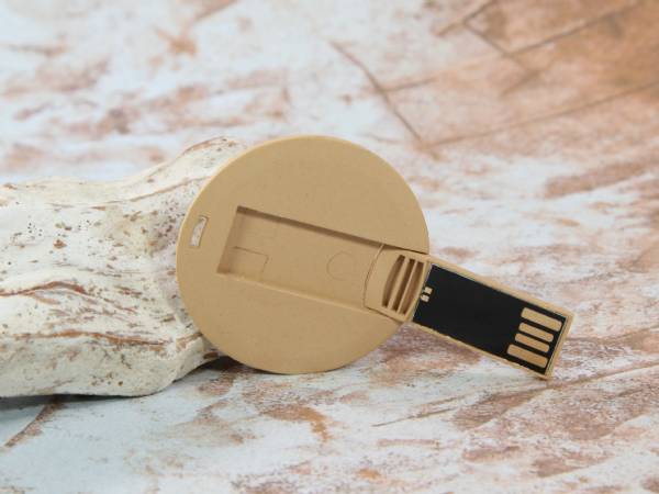 runder USB-Stick aus Biokunststoff PLA