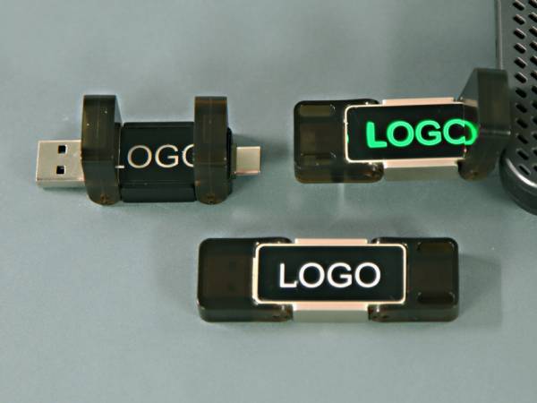 typ c dual usb stick beleuchtetes logo doppelstick