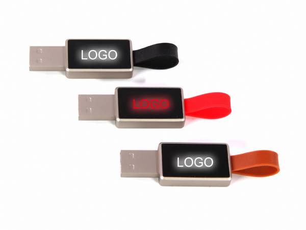 USB-Stick in verschiedenen Farben mit Platz für ein individuell bedruckbares Logo auf der Oberfläche.