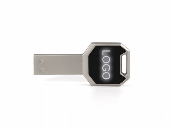 USB-Stick in schlichter, silberner Ausführung mit Platz für ein individuell bedruckbares Logo. Ideal für Werbezwecke.
