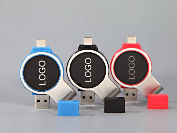 usb round mit beleuchtetem logo led typ c