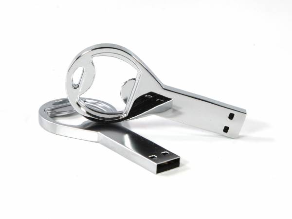 USB-Stick in schickem, glänzendem Design, ideal für Werbezwecke mit Platz für individuelles Logo.
