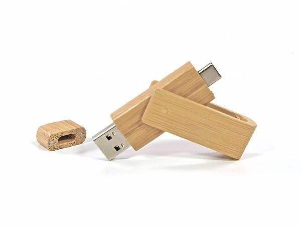 NaturePure OTG USB-Stick aus Holz, herausdrehbar