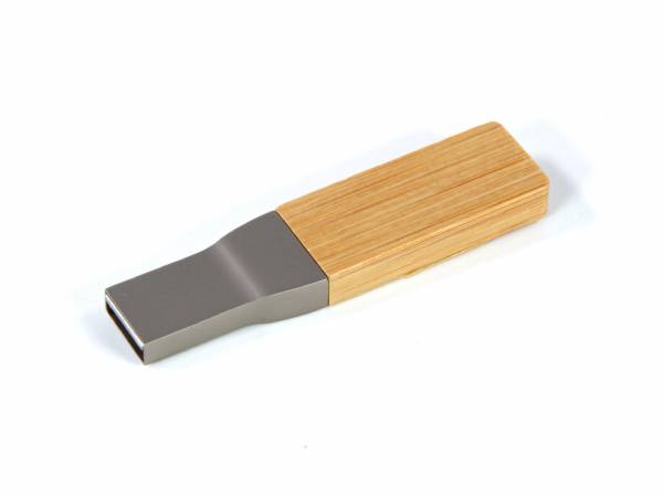 LED USB-Stick aus Metall und Holz, idealer Werbeartikel