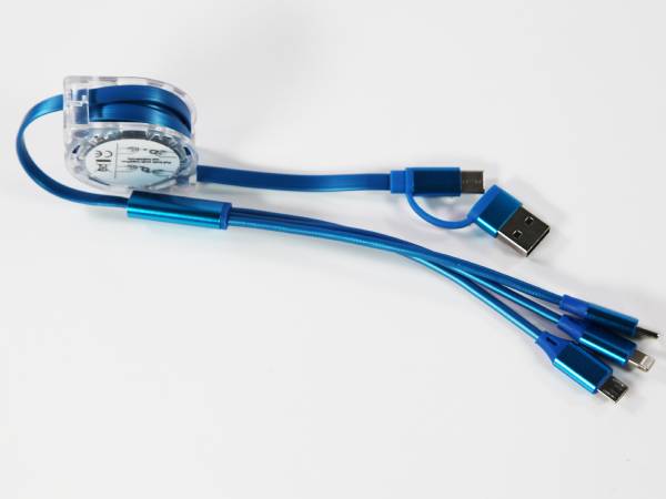 Dual-Input Type C Ladekabel 3fach - Roll Up