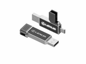 USB-Stick mit modernem Design, drehbarem Gehäuse und Platz für individuelles Logo. Praktisch und stilvoll für Werbung.