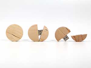 Runder USB Stick aus Holz, edler Holz Stick mit Ihrem Logo
