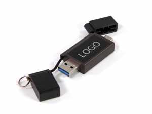 USB-Stick mit flexiblem Gehäuse und Platz für ein individuell bedruckbares Logo zur Werbeverbreitung.