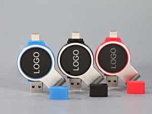 usb round mit beleuchtetem logo led typ c