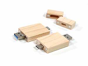 usb stick double wood holz hellbraun natur anschluesse