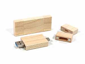 usb stick double wood holz hellbraun natur kappe