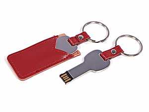 Metall USB Stick in Schlüsselform, praktisch als Schlüsselanhänger, Schlüsselbund, Lederetui