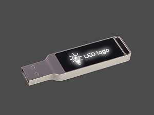 LED USB-Stick aus Metall mit Leuchteffekt, idealer Werbeartikel