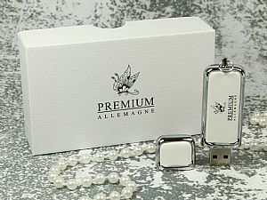 usb stick leder weiss silber edel glanz