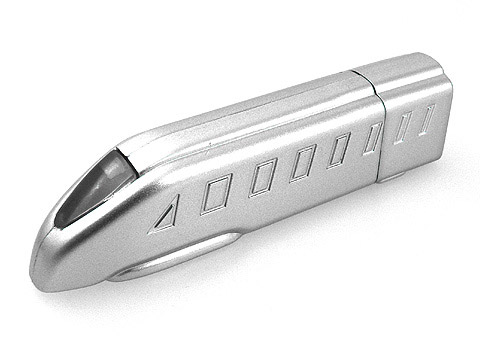 Kunststoff USB-Stick, Zugform, silber matt