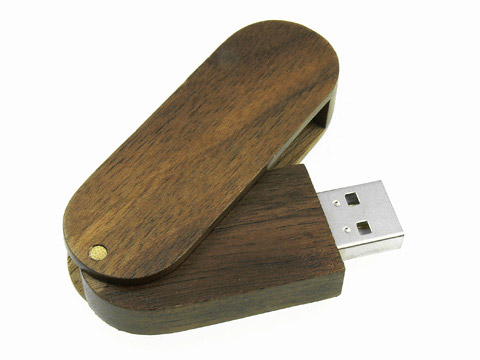 USB Stick aufklappbar aus Holz mit Logo, Holz.17
