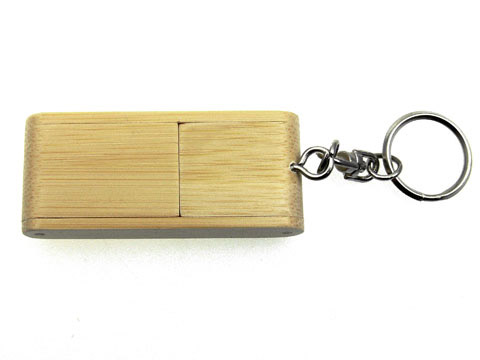 Eckiger USB Stick aus Holz mit Logo aufklappbar