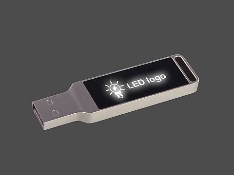 LED USB-Stick aus Metall mit Leuchteffekt, idealer Werbeartikel