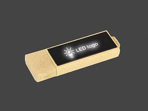 LED USB-Stick aus Weizenstroh mit Leuchteffekt als idealer Werbeartikel
