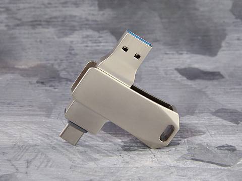 USB-Stick Twin Metall mit Typ-C + A bedruckbar