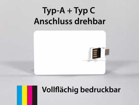 USB Duo Visitenkarte Typ C mit Ihrem Logo bedruckt