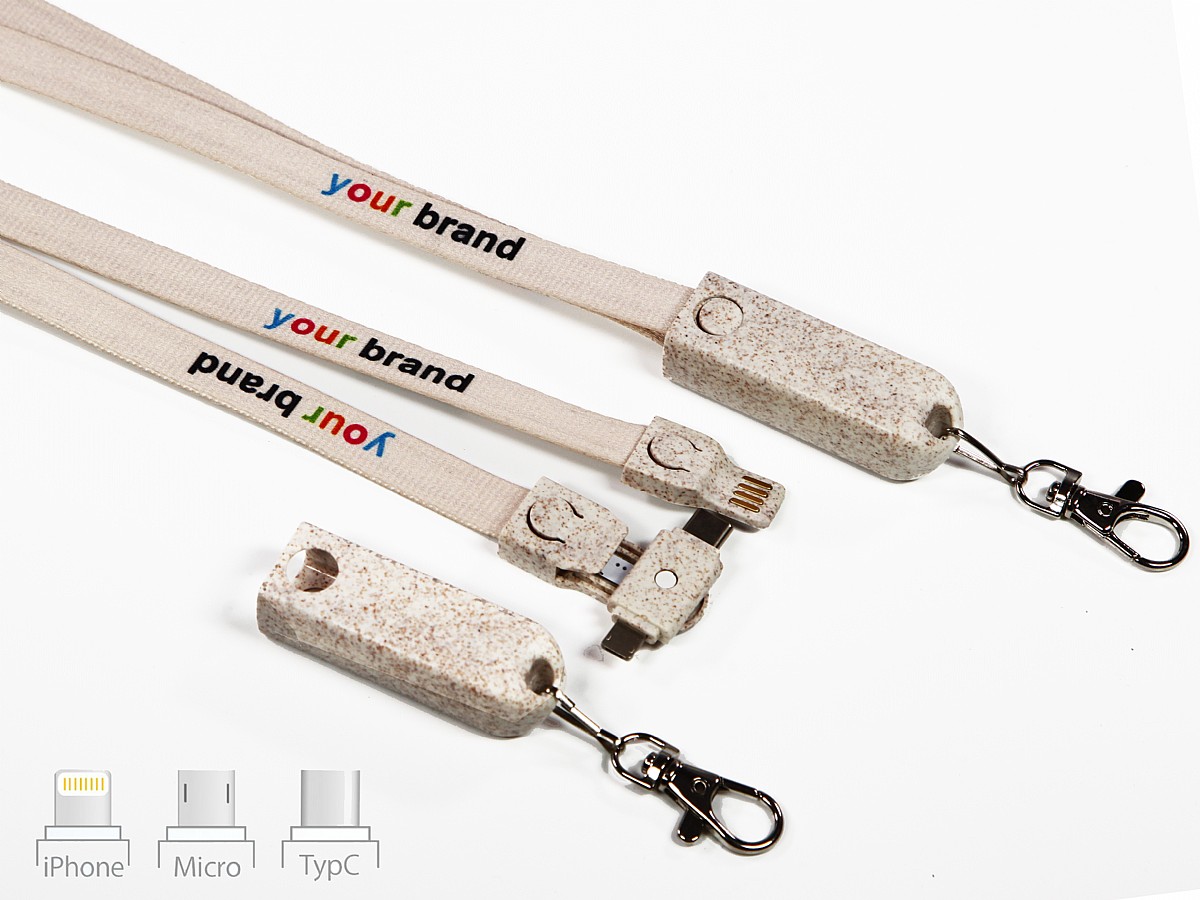 3-in-1 Lanyard Ladekabel - Wheatstraw