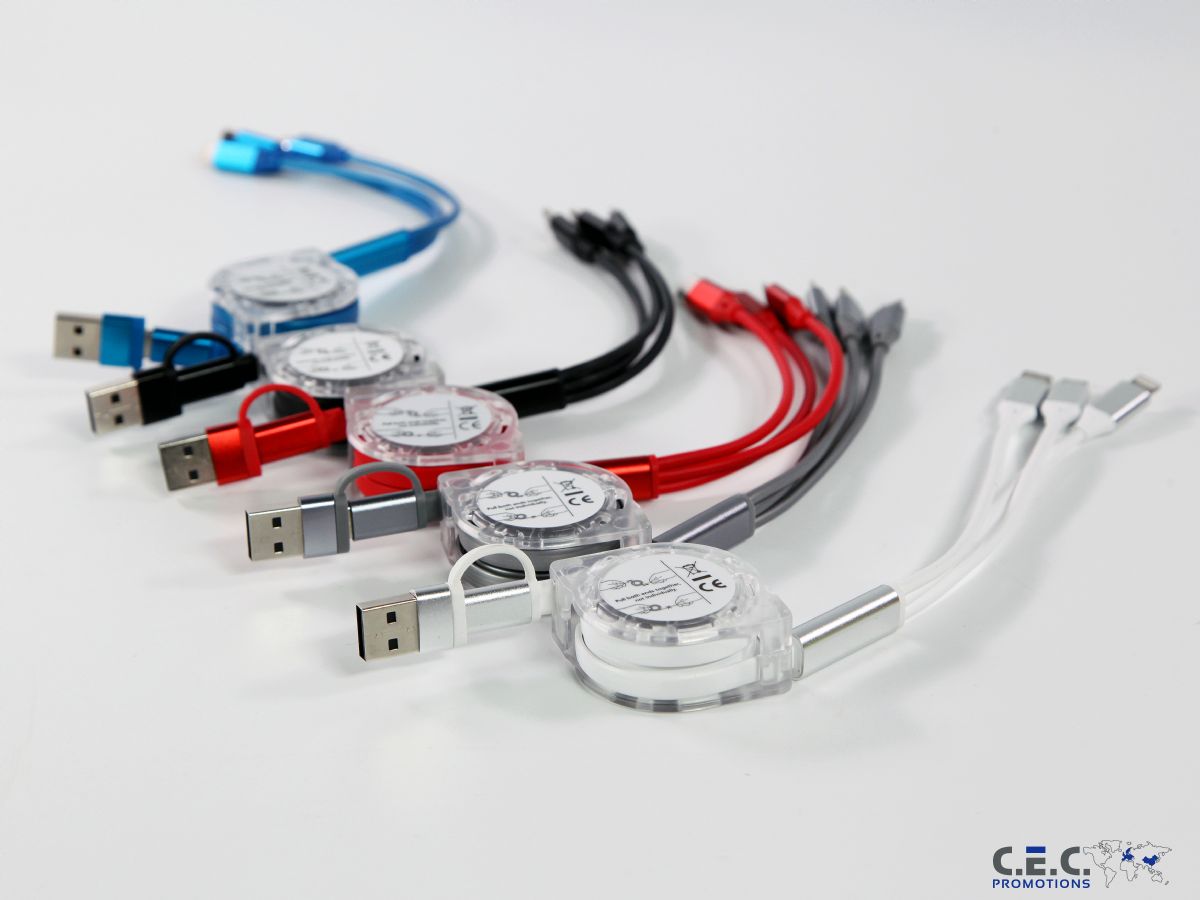 Dual-Input Type C Ladekabel 3fach - Roll Up