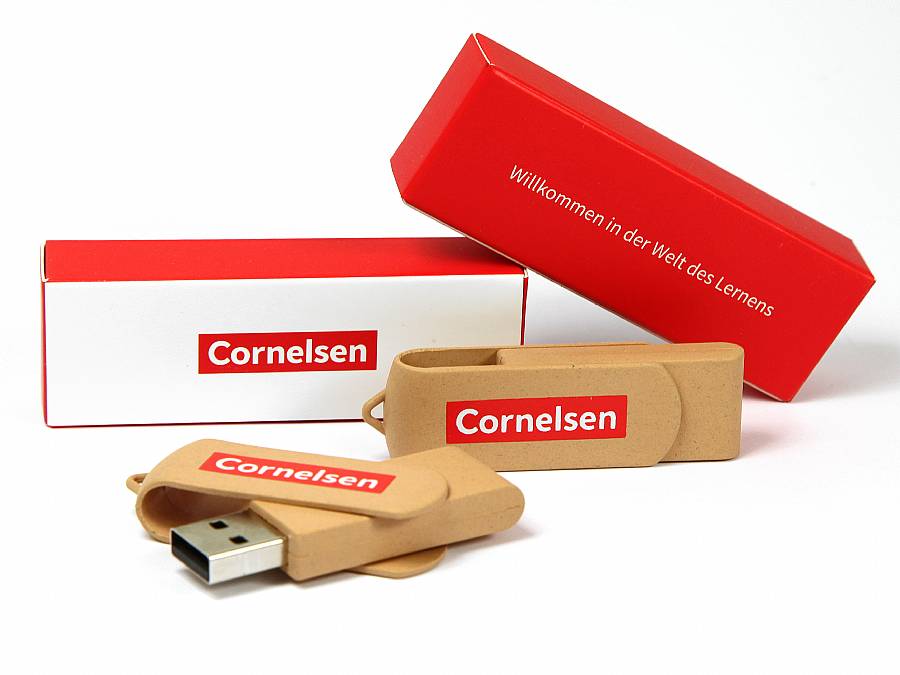 USB-Stick aus PLA Biokunststoff für Cornelsen