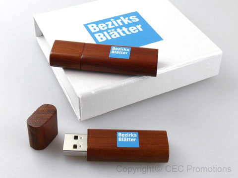 Holz-USB-Stick dunkel edel bedruckt Box, Holz.02