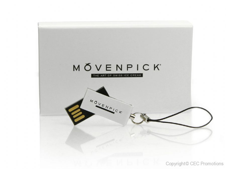 Mini USB Stick Micro mövenpick weiss logo aufdruck