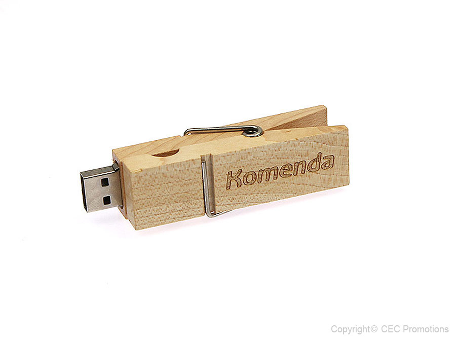 USB Wäscheklammer Holz klammer gravur lasergravur logo gravieren