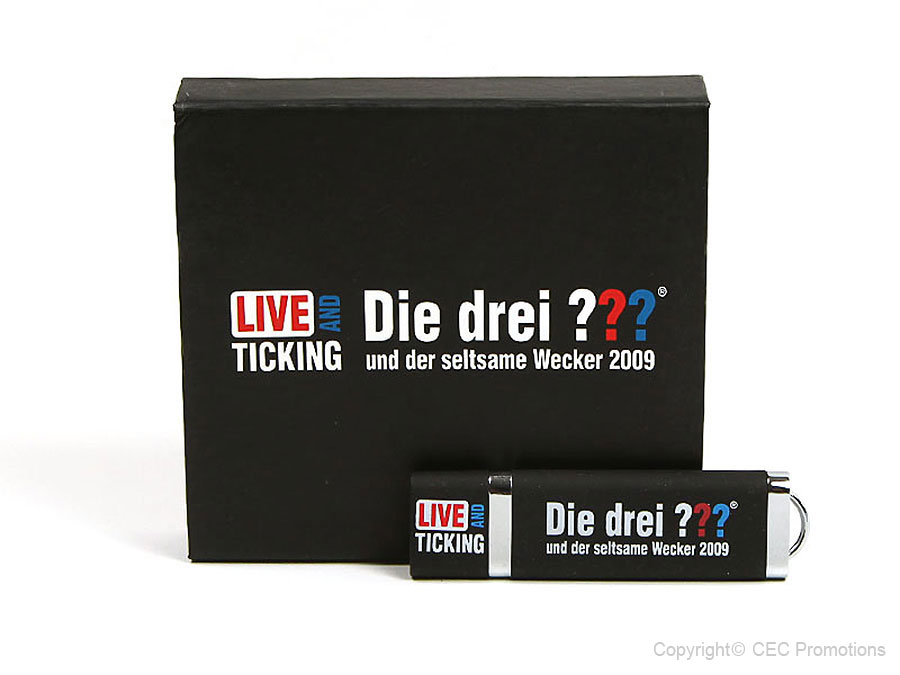 die 3 fragezeichen geschenk verpackung usb-stick bedruckt, K01 Magnetklappbox