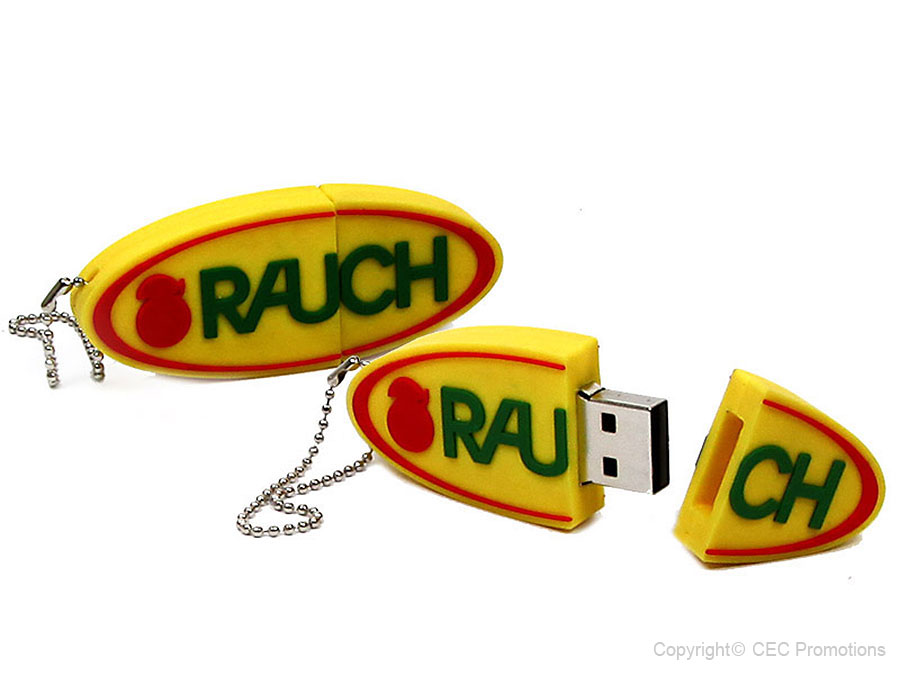Logo oval, eigener USB-Stick, Individuell, Oval, gelb, CustomLogo, PVC